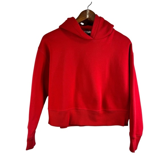 Zara Red Cropped Hooded Sweater Size Small - Picture 2 of 7